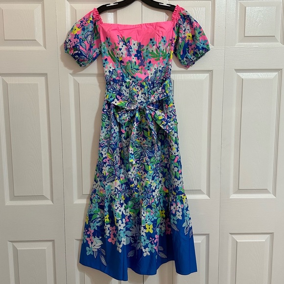 Zalie Floral Off the Shoulder Midi Dress LILLY PULITZER® NWT Size 4 - Picture 5 of 7